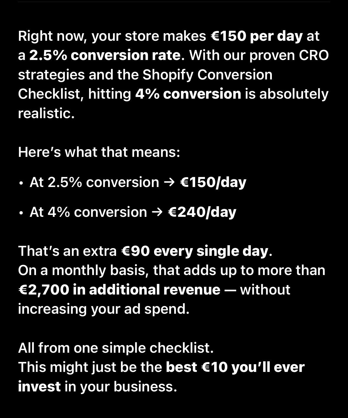 Shopify Conversion Checklist (CRO)